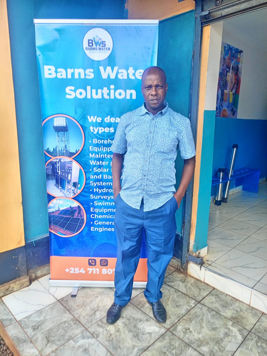 Team working on water tank installation